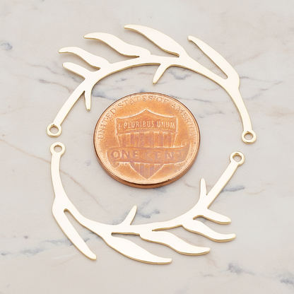 Odd Pinnate Leaves Pendant, 2 Pc on warm marble background (PD.197)