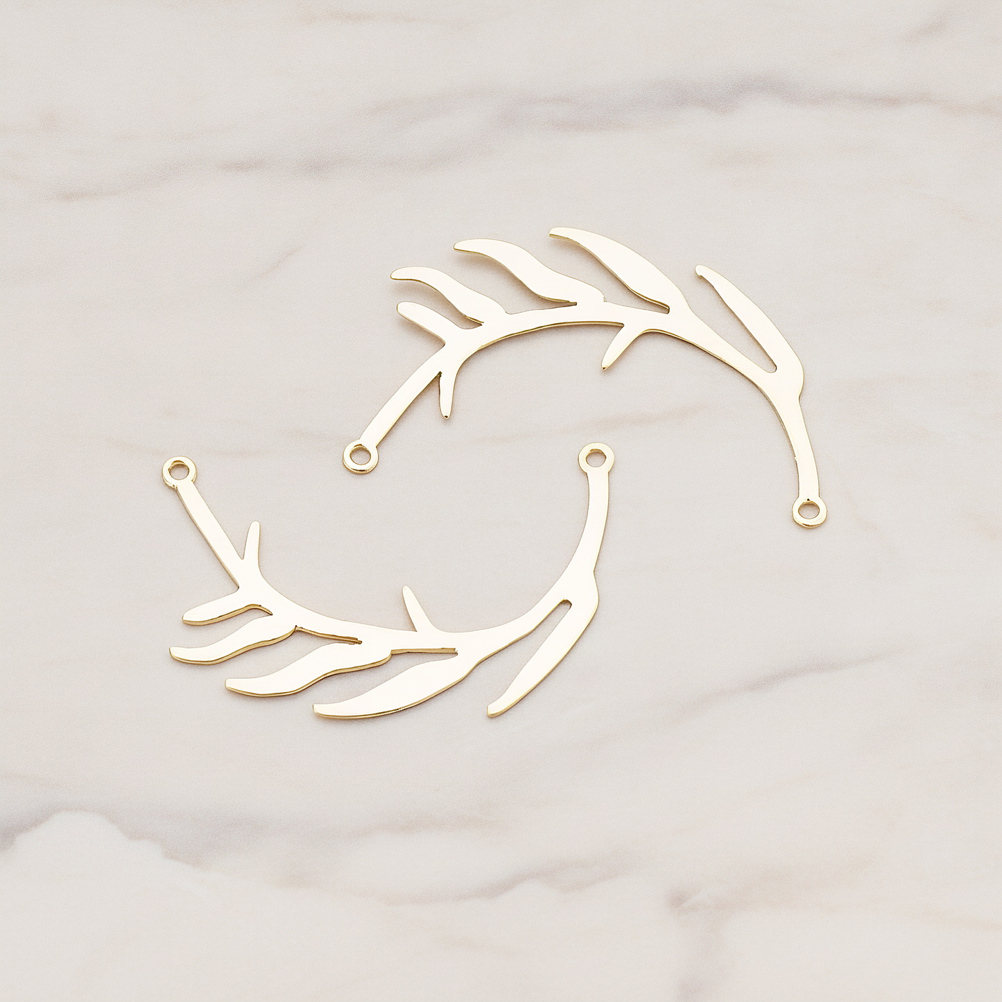 Odd Pinnate Leaves Pendant, 2 Pc on warm marble background (PD.197)