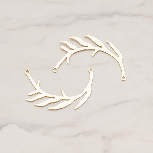 Odd Pinnate Leaves Pendant, 2 Pc on warm marble background (PD.197)