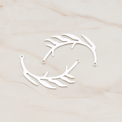 Odd Pinnate Leaves Pendant, 2 Pc on warm marble background (PD.197)