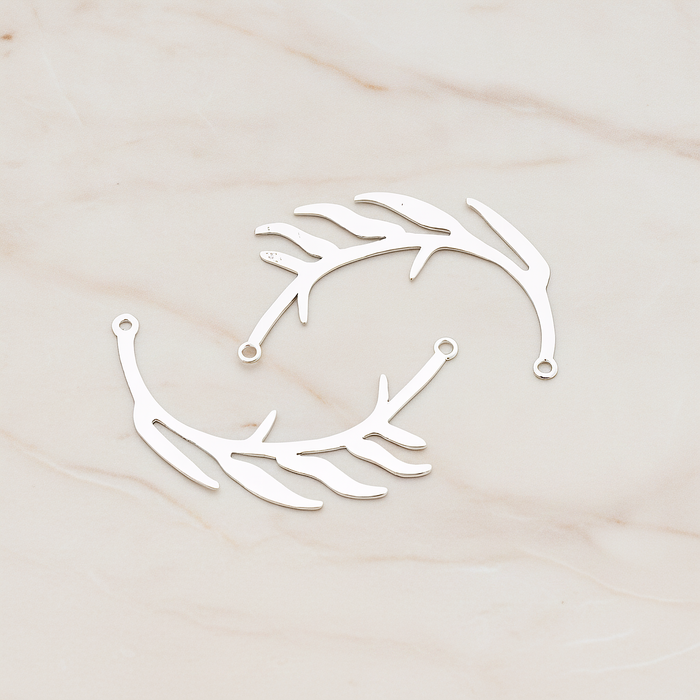 Odd Pinnate Leaves Pendant, 2 Pc on warm marble background (PD.197)