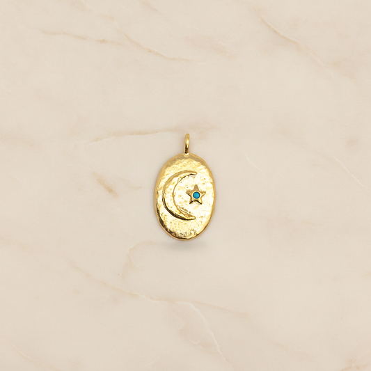 Turquois Point Monn Oval Pendant, 2 Pc on warm marble background (PD.1985)
