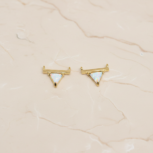 Opal Reverse Triangle Connector Pendant, 1 Pc on warm marble background (PD.1986)