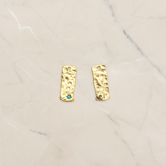 Turquois Point Hammerd Rectangular Pendant, 2 Pc on warm marble background (PD.1990)