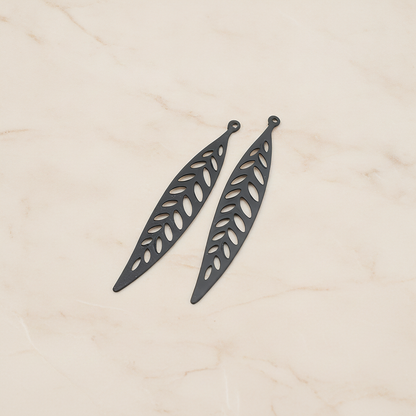 Pointed Linear Narrow Leaf Pendant, 4 Pc on warm marble background (PD.202)