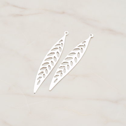 Pointed Linear Narrow Leaf Pendant, 4 Pc on warm marble background (PD.202)