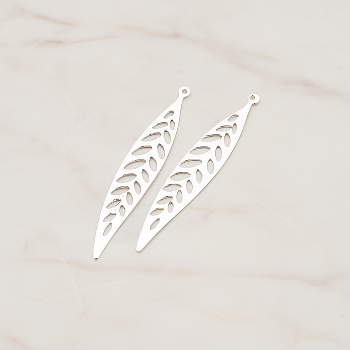 Pointed Linear Narrow Leaf Pendant, 4 Pc on warm marble background (PD.202)