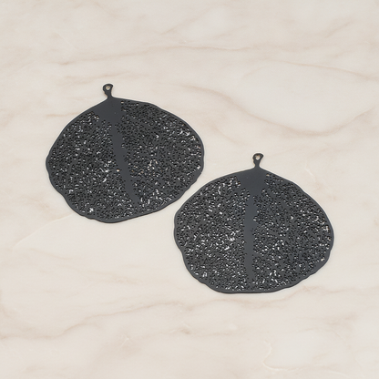 SMALL Filigree Round Leaf Pendant, 2 Pc on warm marble background (PD.204-01)