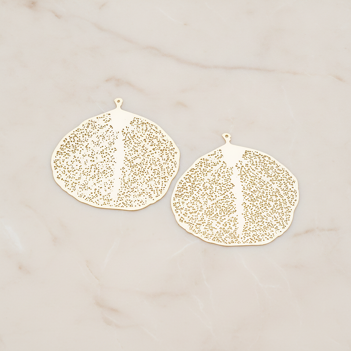 SMALL Filigree Round Leaf Pendant, 2 Pc on warm marble background (PD.204-01)