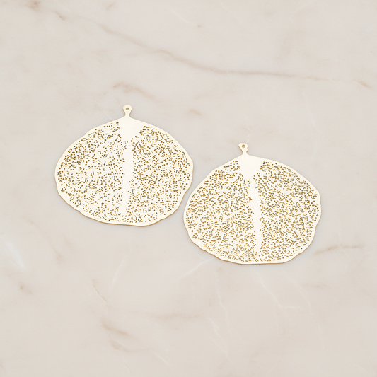 SMALL Filigree Round Leaf Pendant, 2 Pc on warm marble background (PD.204-01)