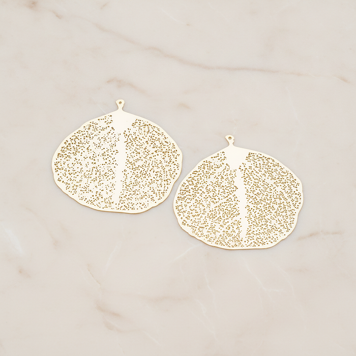 SMALL Filigree Round Leaf Pendant, 2 Pc on warm marble background (PD.204-01)