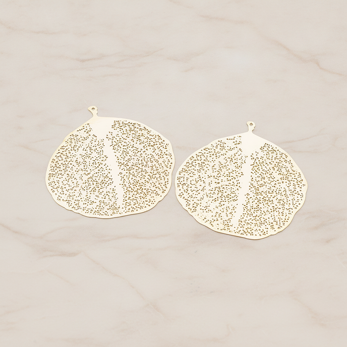 SMALL Filigree Round Leaf Pendant, 2 Pc on warm marble background (PD.204-01)