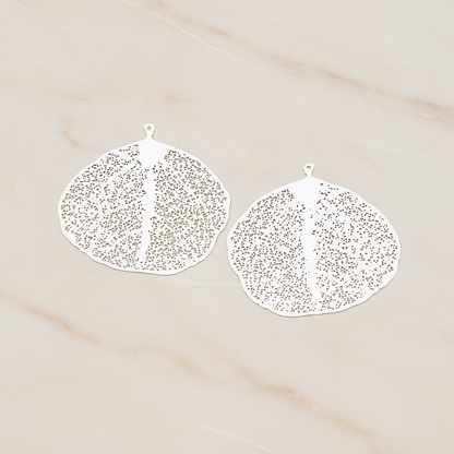 SMALL Filigree Round Leaf Pendant, 2 Pc on warm marble background (PD.204-01)