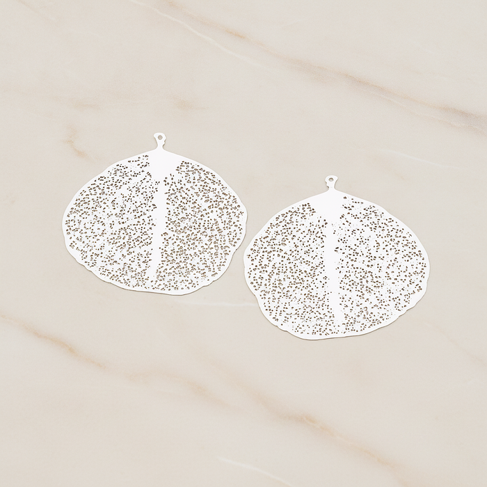 SMALL Filigree Round Leaf Pendant, 2 Pc on warm marble background (PD.204-01)