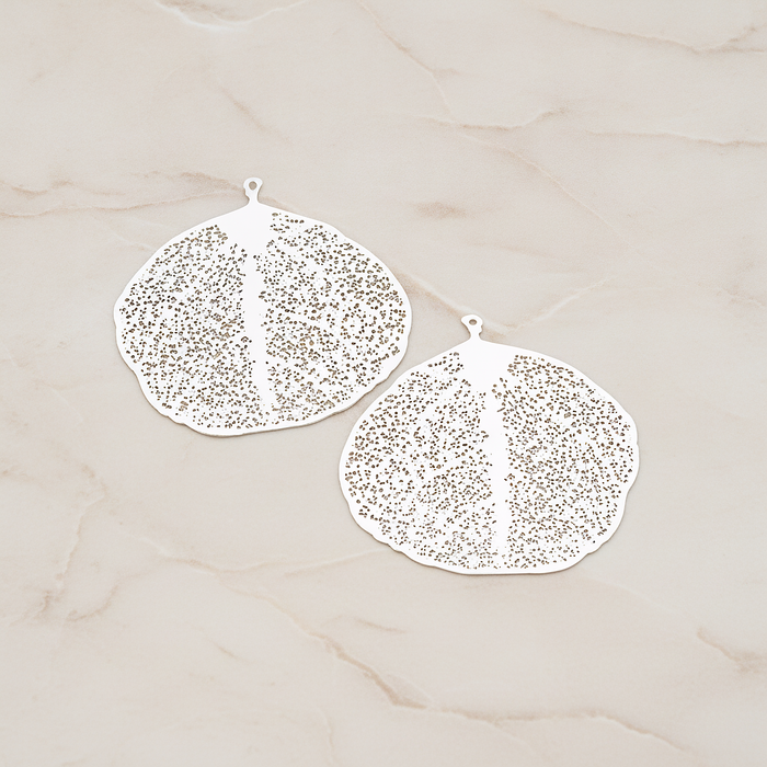 SMALL Filigree Round Leaf Pendant, 2 Pc on warm marble background (PD.204-01)