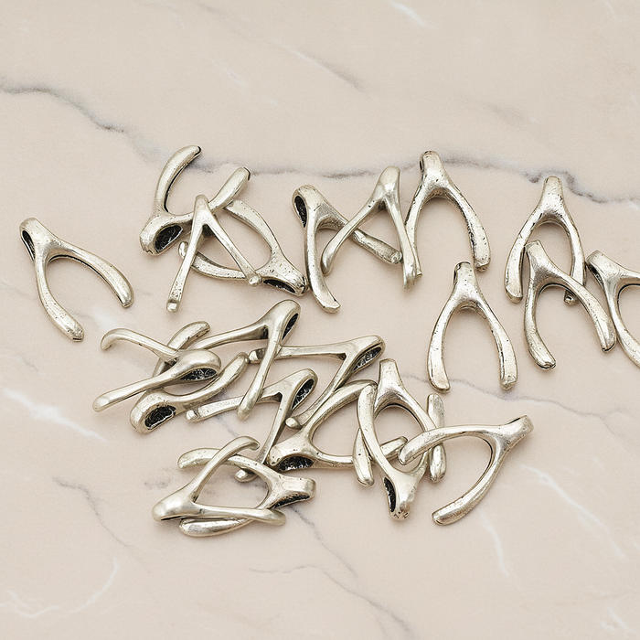 SMALL Wishbone Pendant, 2 Pc on warm marble background (PD.205-01)