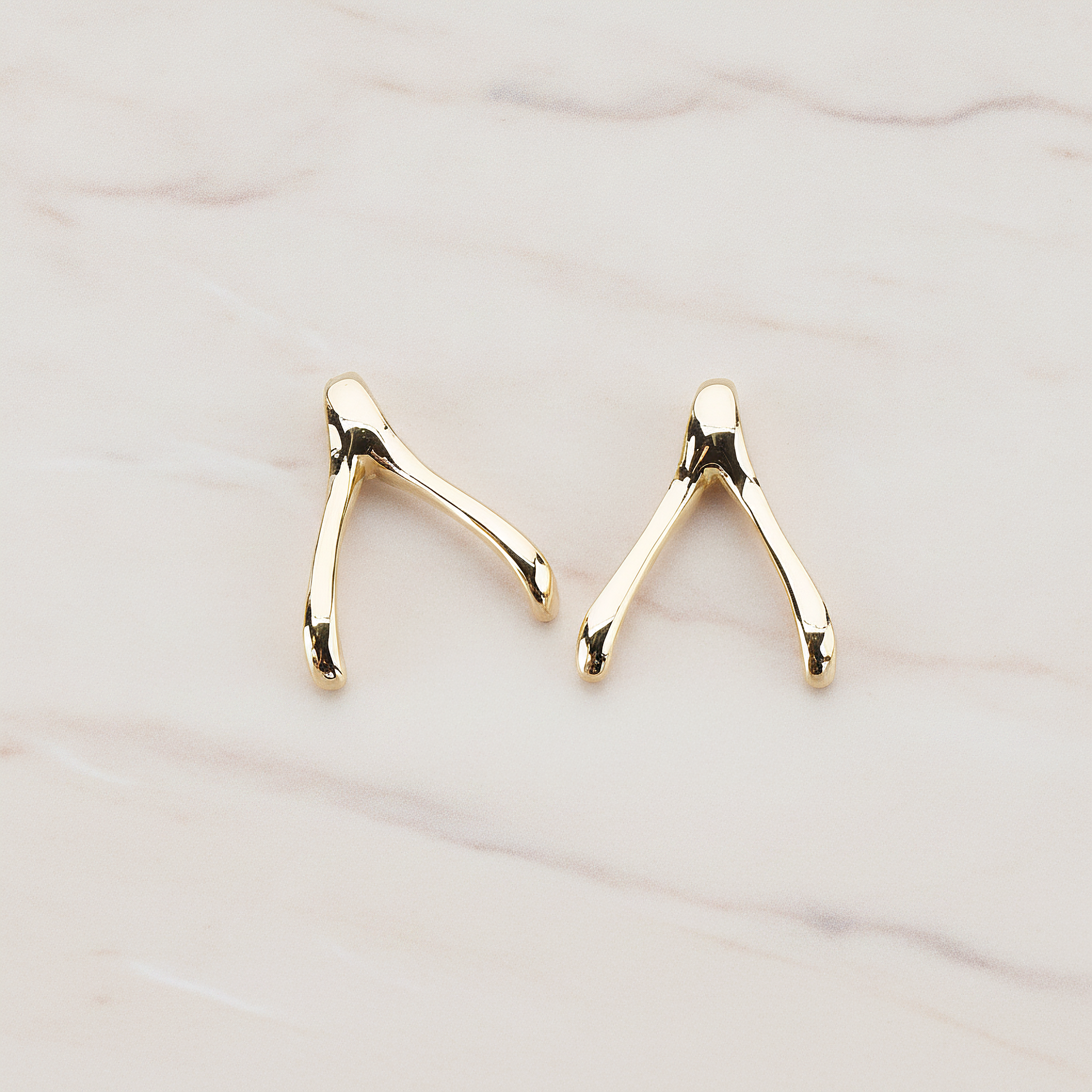 SMALL Wishbone Pendant, 2 Pc on warm marble background (PD.205-01)