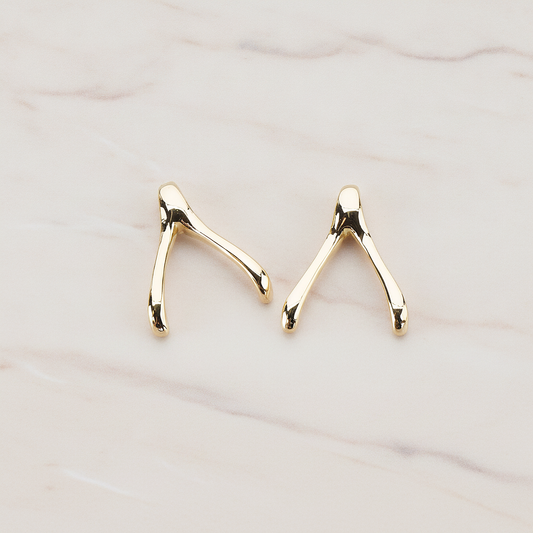 SMALL Wishbone Pendant, 2 Pc on warm marble background (PD.205-01)