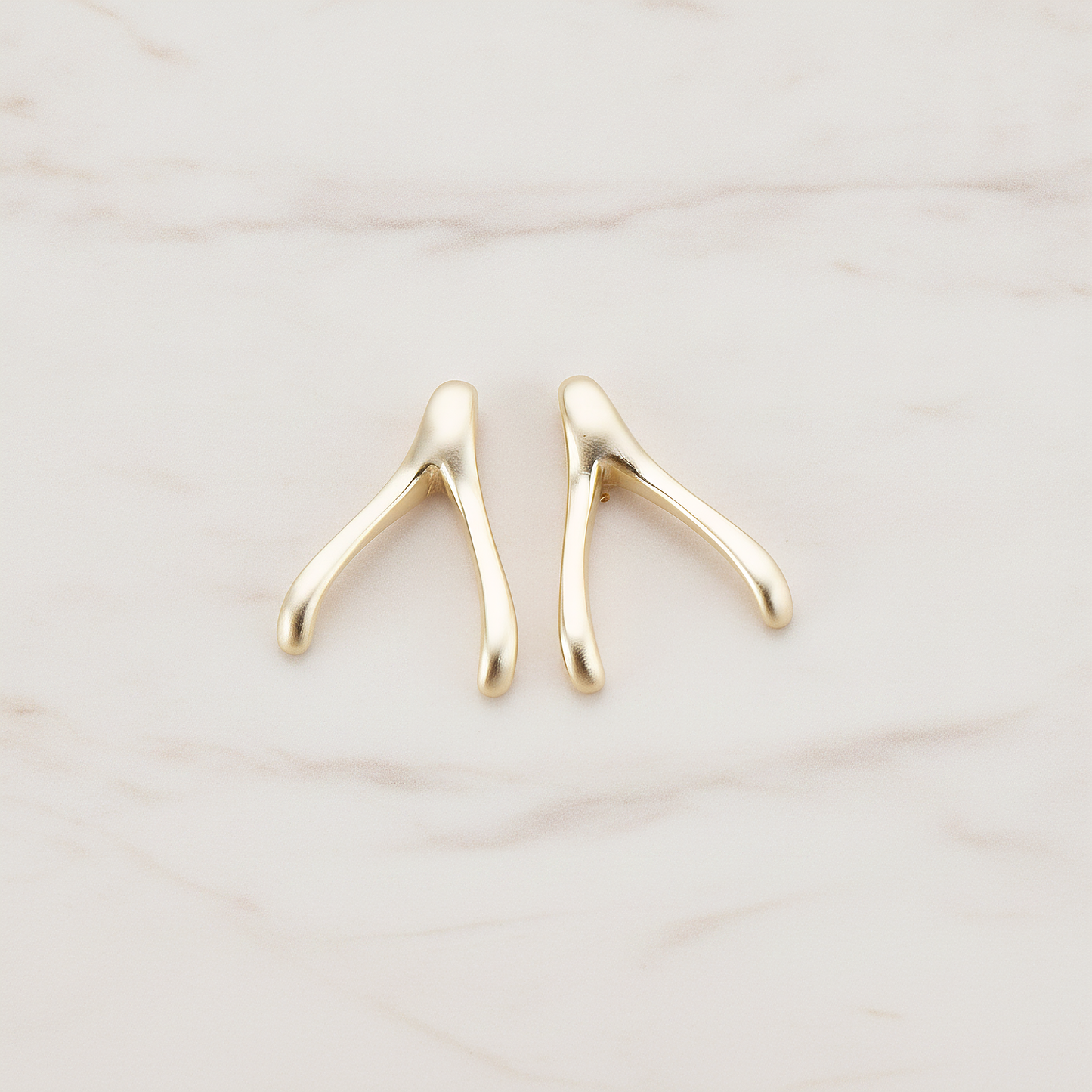 SMALL Wishbone Pendant, 2 Pc on warm marble background (PD.205-01)