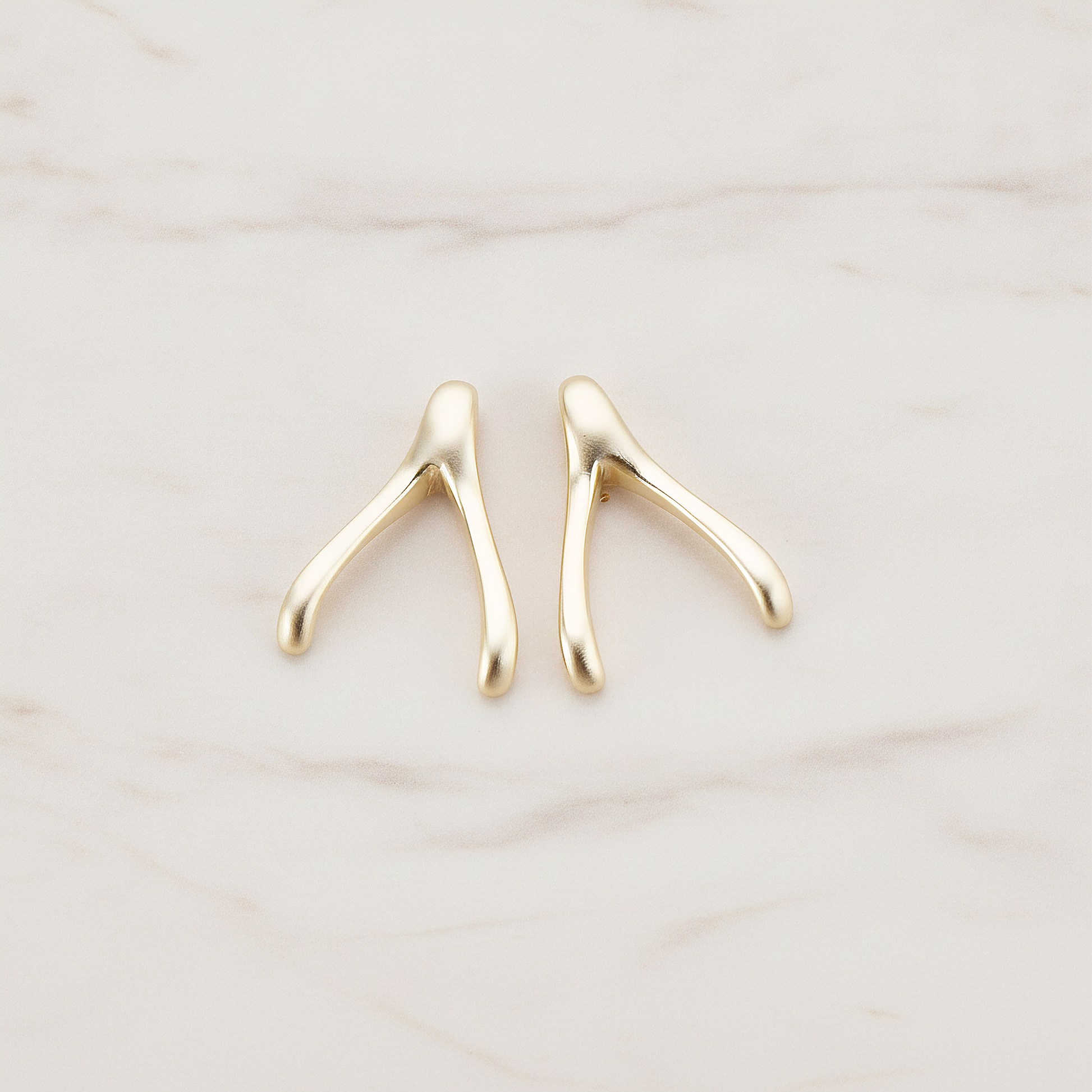 SMALL Wishbone Pendant, 2 Pc on warm marble background (PD.205-01)