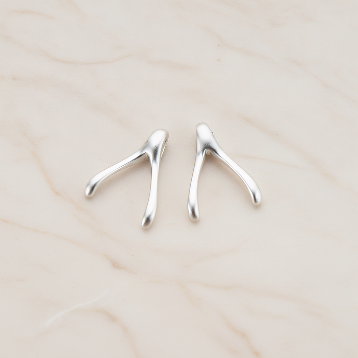 SMALL Wishbone Pendant, 2 Pc on warm marble background (PD.205-01)