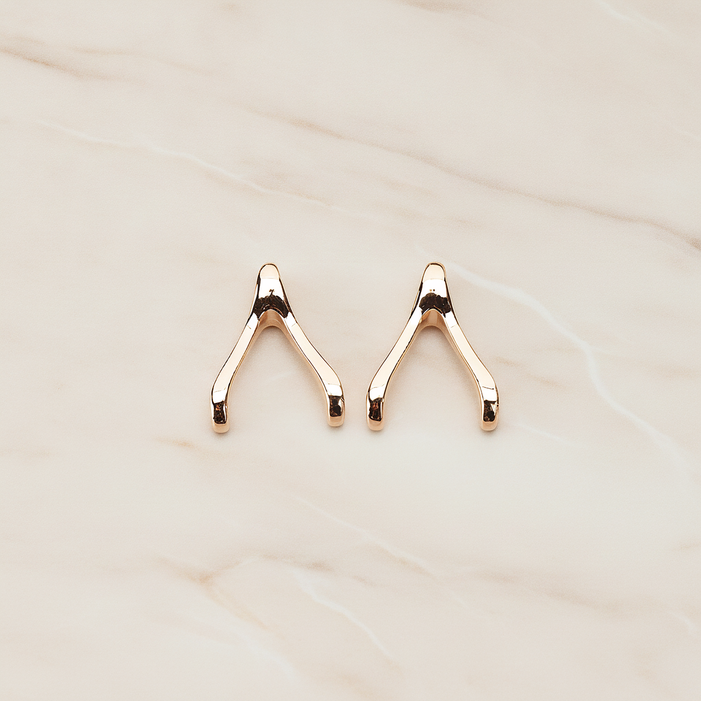 SMALL Wishbone Pendant, 2 Pc on warm marble background (PD.205-01)