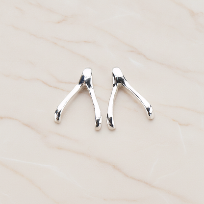 SMALL Wishbone Pendant, 2 Pc on warm marble background (PD.205-01)
