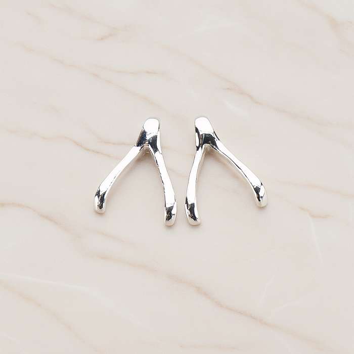 SMALL Wishbone Pendant, 2 Pc on warm marble background (PD.205-01)