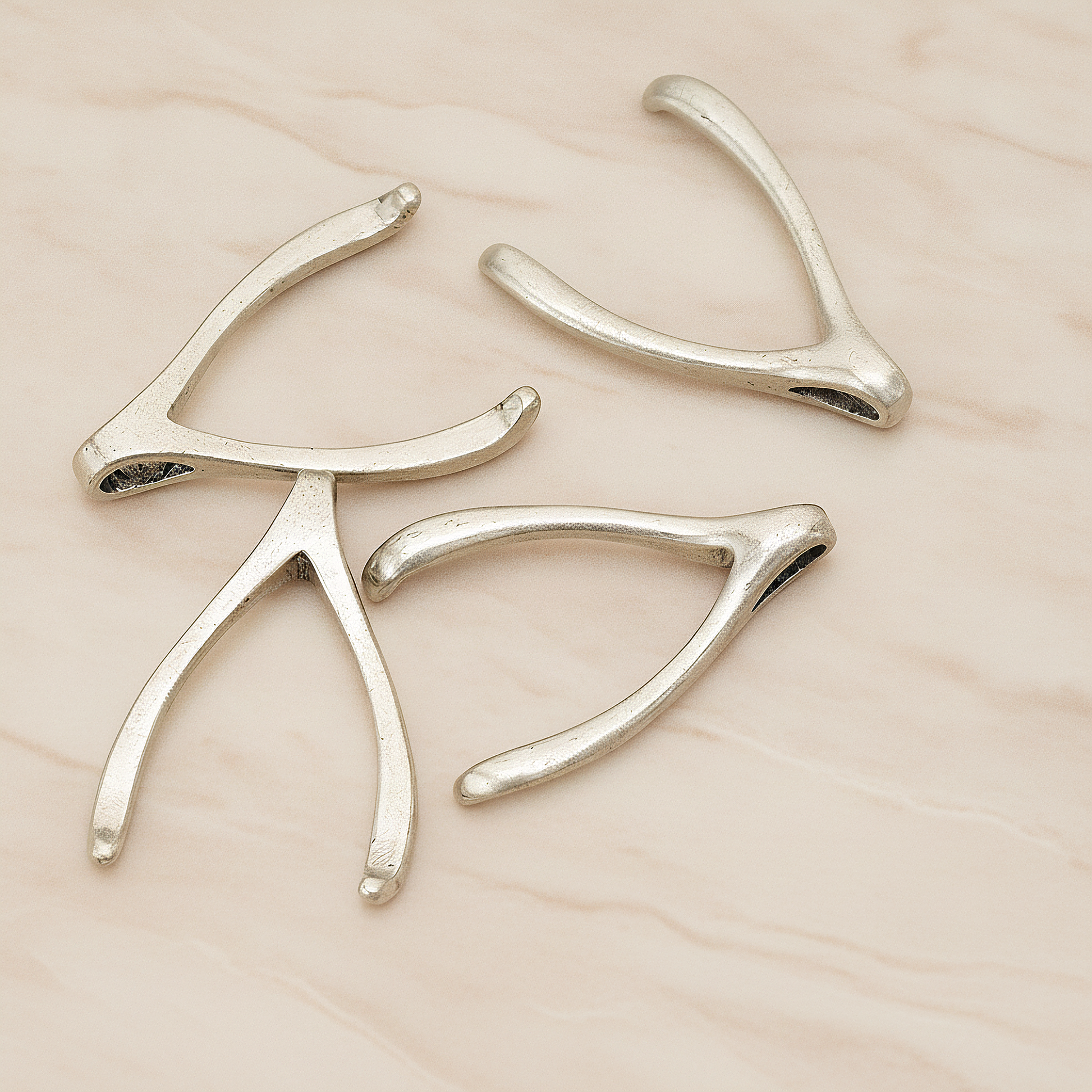 LARGE Wishbone Pendant, 2 Pc on warm marble background (PD.205-02)