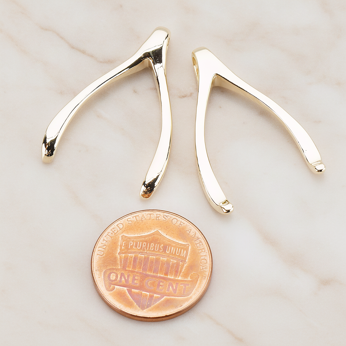 LARGE Wishbone Pendant, 2 Pc on warm marble background (PD.205-02)
