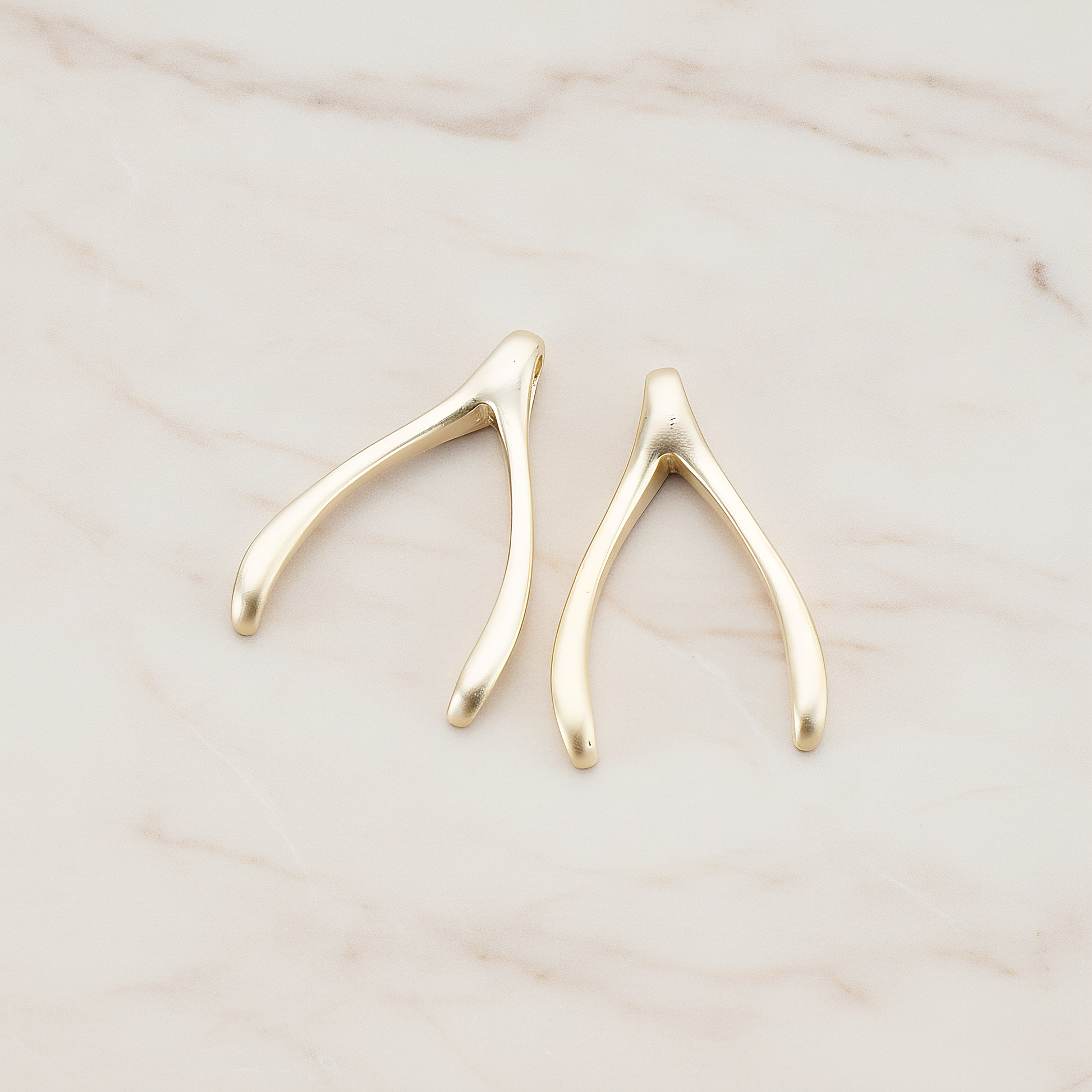 LARGE Wishbone Pendant, 2 Pc on warm marble background (PD.205-02)