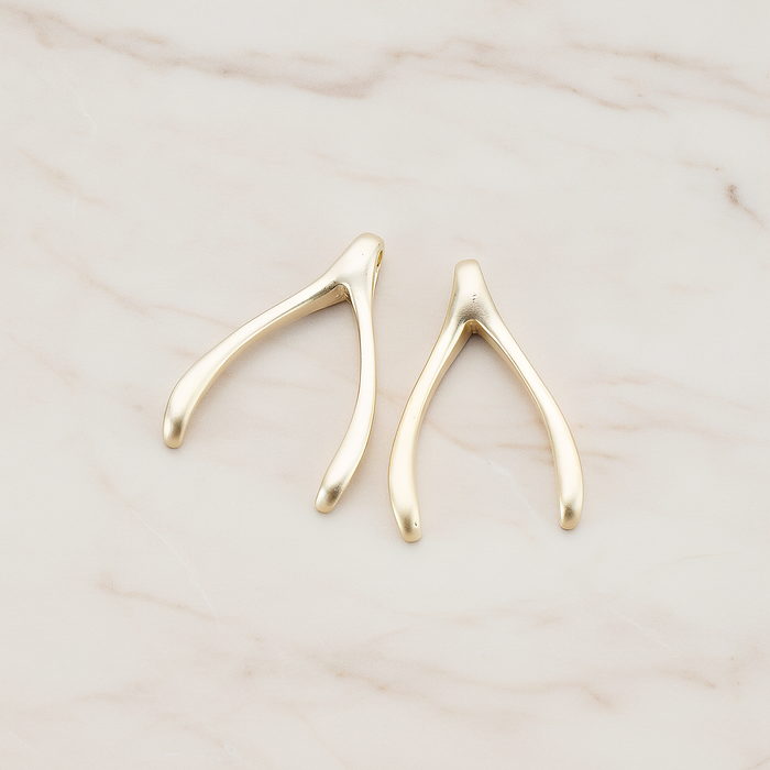 LARGE Wishbone Pendant, 2 Pc on warm marble background (PD.205-02)