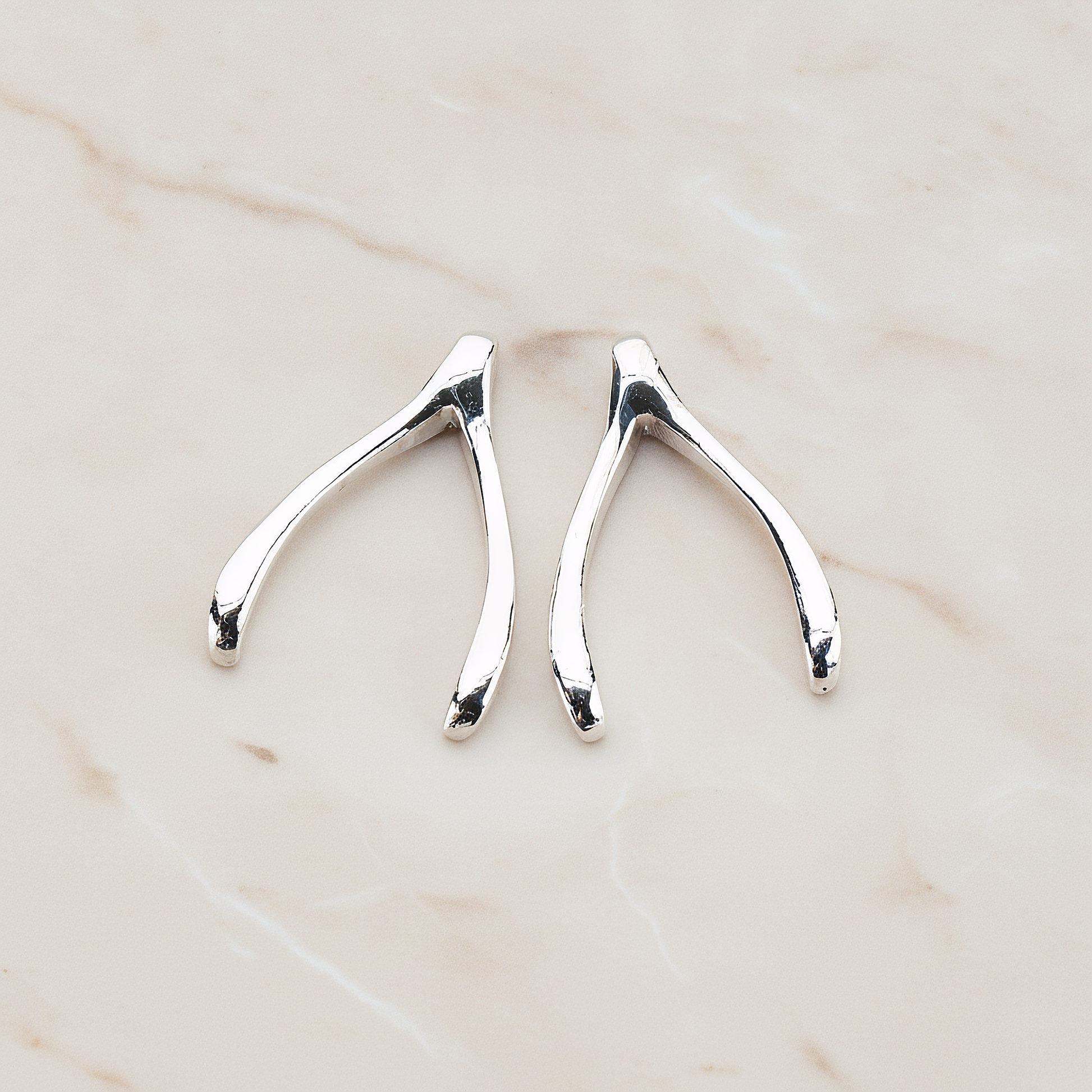 LARGE Wishbone Pendant, 2 Pc on warm marble background (PD.205-02)