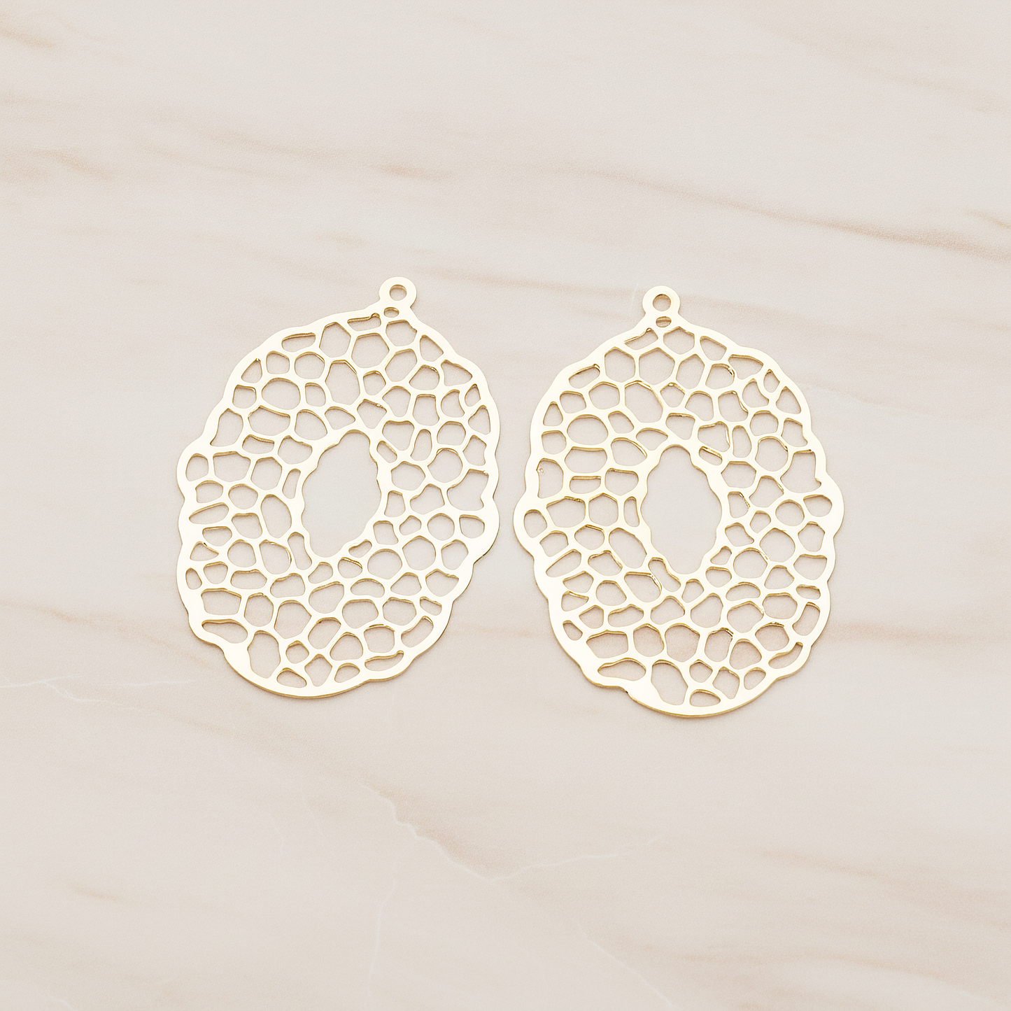 Filigree Oval Pendant, 2 Pc on warm marble background (PD.206)