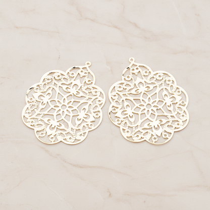 SMALL Gothic Filigree Pendant, 2 Pc on warm marble background (PD.209-01)
