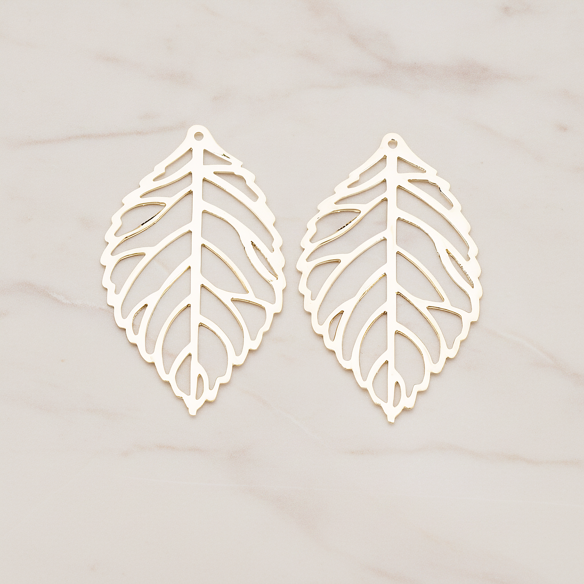 MEDIUM Leaf Pendant, 4 Pc on warm marble background (PD.210-02)