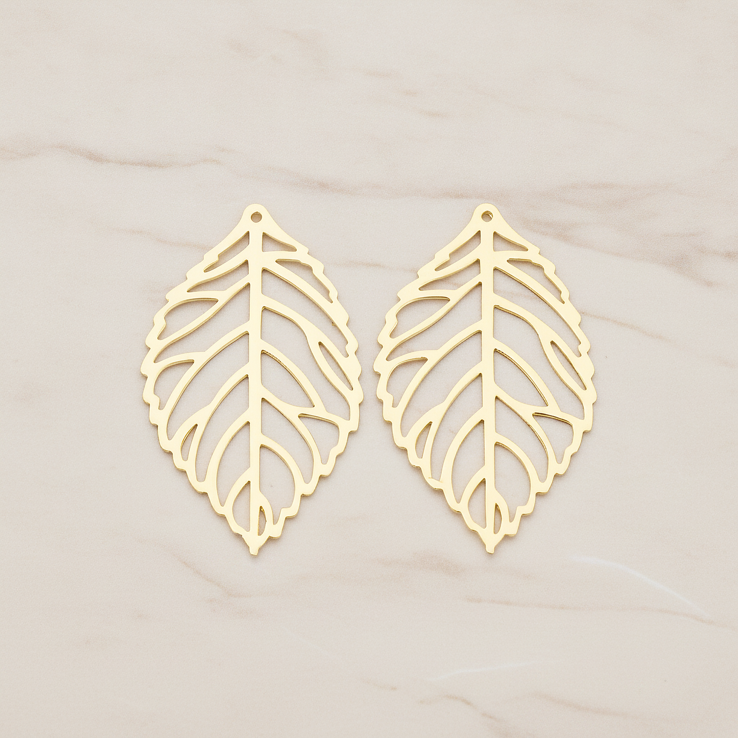 MEDIUM Leaf Pendant, 4 Pc on warm marble background (PD.210-02)