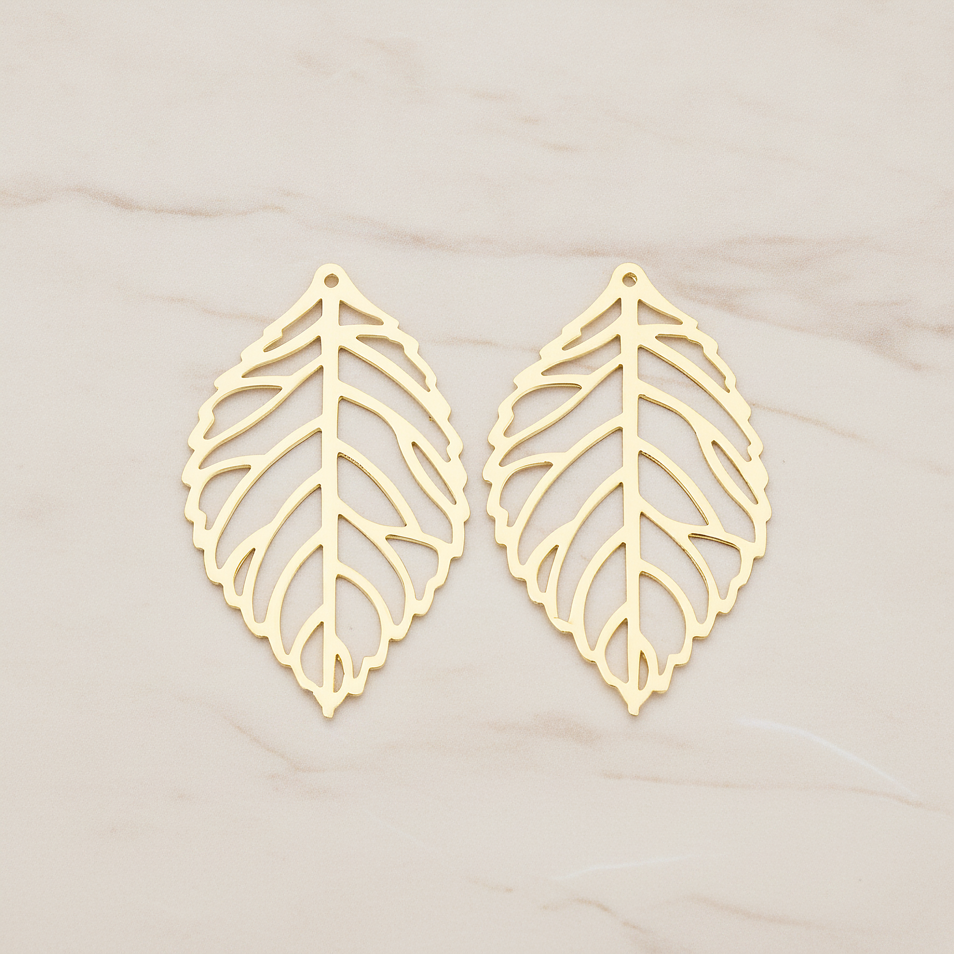 MEDIUM Leaf Pendant, 4 Pc on warm marble background (PD.210-02)
