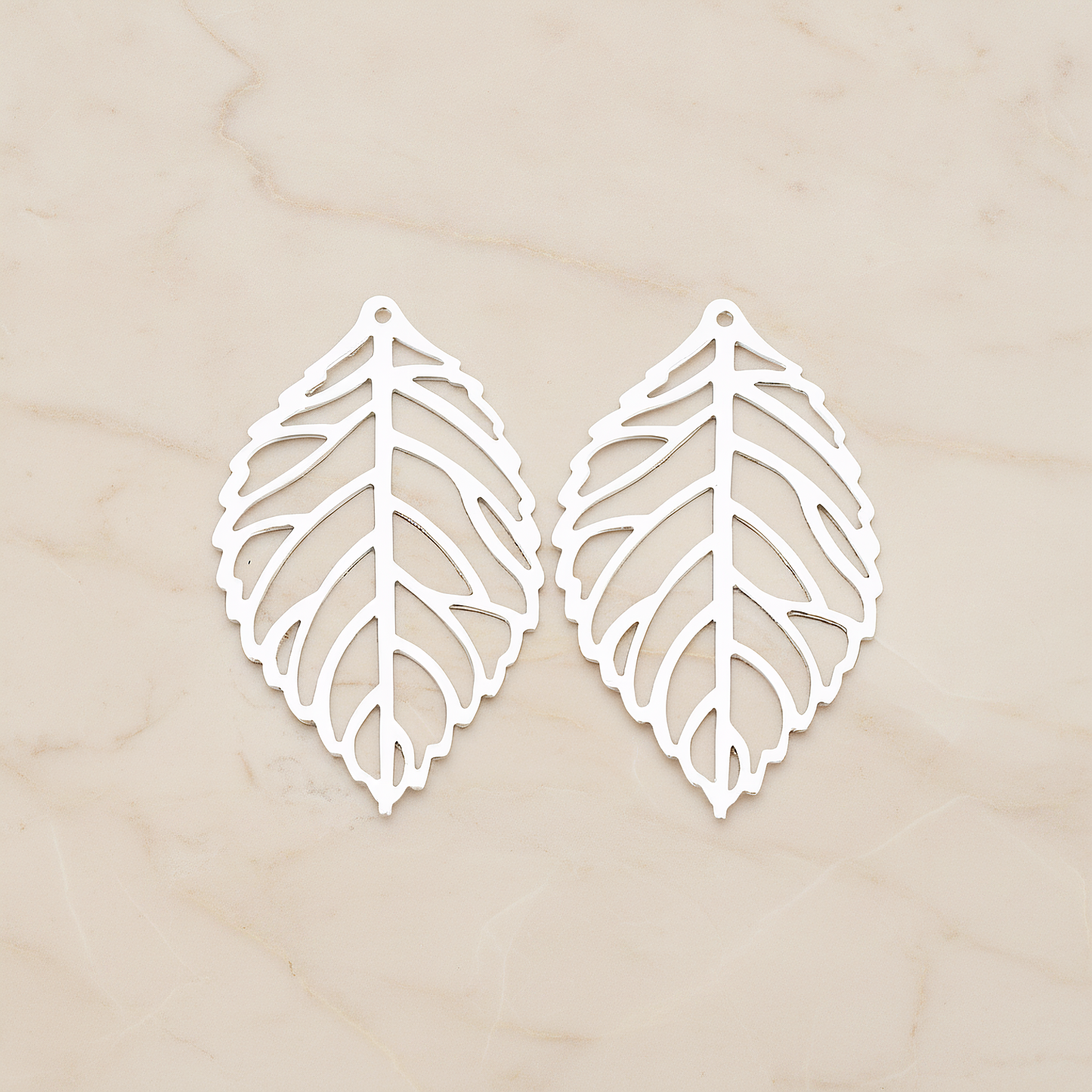 MEDIUM Leaf Pendant, 4 Pc on warm marble background (PD.210-02)