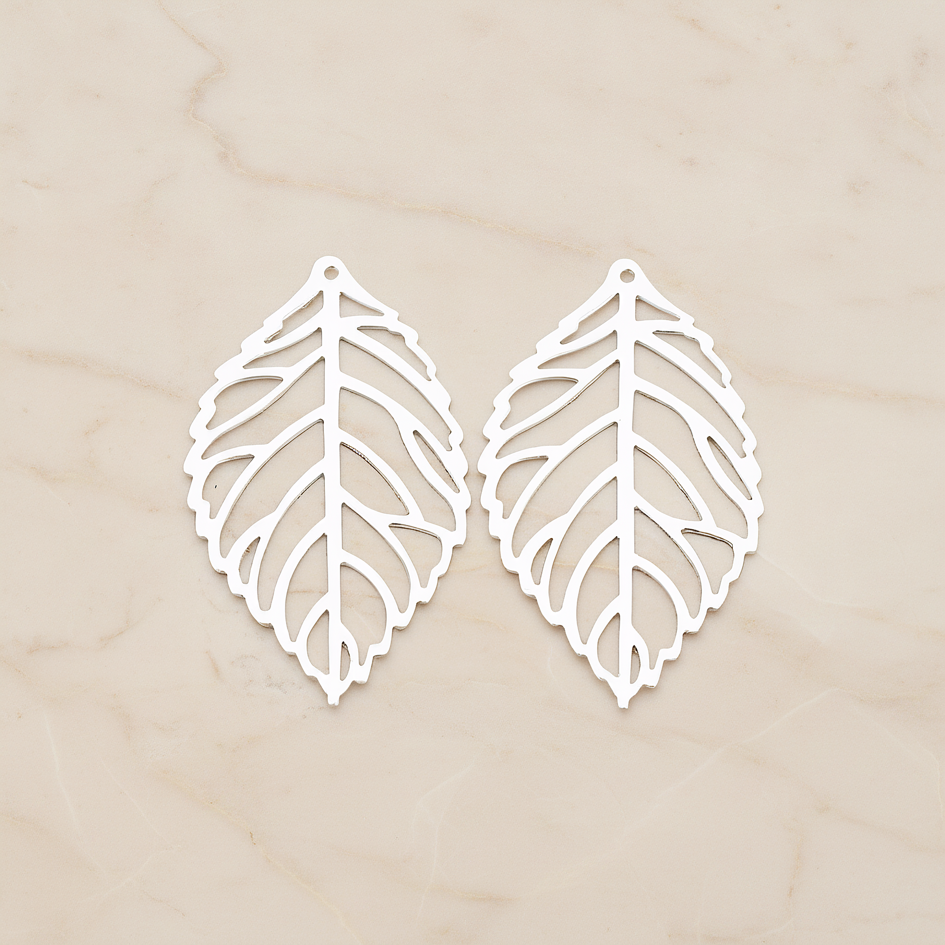 MEDIUM Leaf Pendant, 4 Pc on warm marble background (PD.210-02)
