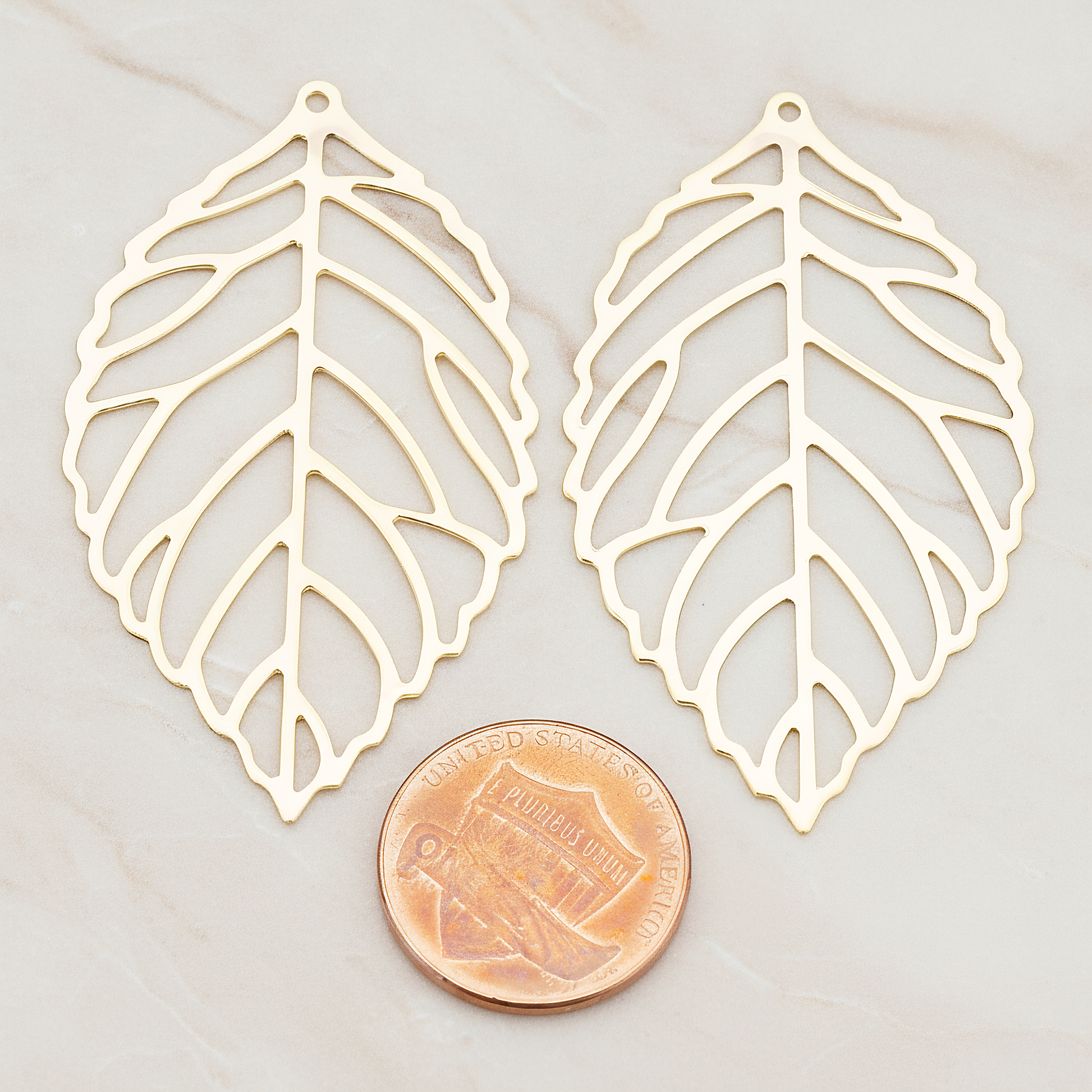 LARGE Leaf Pendant, 4 Pc on warm marble background (PD.210-03)