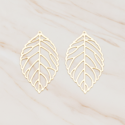 LARGE Leaf Pendant, 4 Pc on warm marble background (PD.210-03)