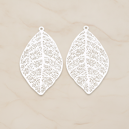 SMALL Filigree Leaf Pendant, 2 Pc on warm marble background (PD.216-01)
