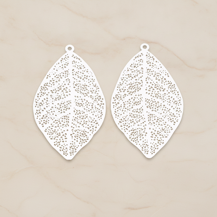 SMALL Filigree Leaf Pendant, 2 Pc on warm marble background (PD.216-01)