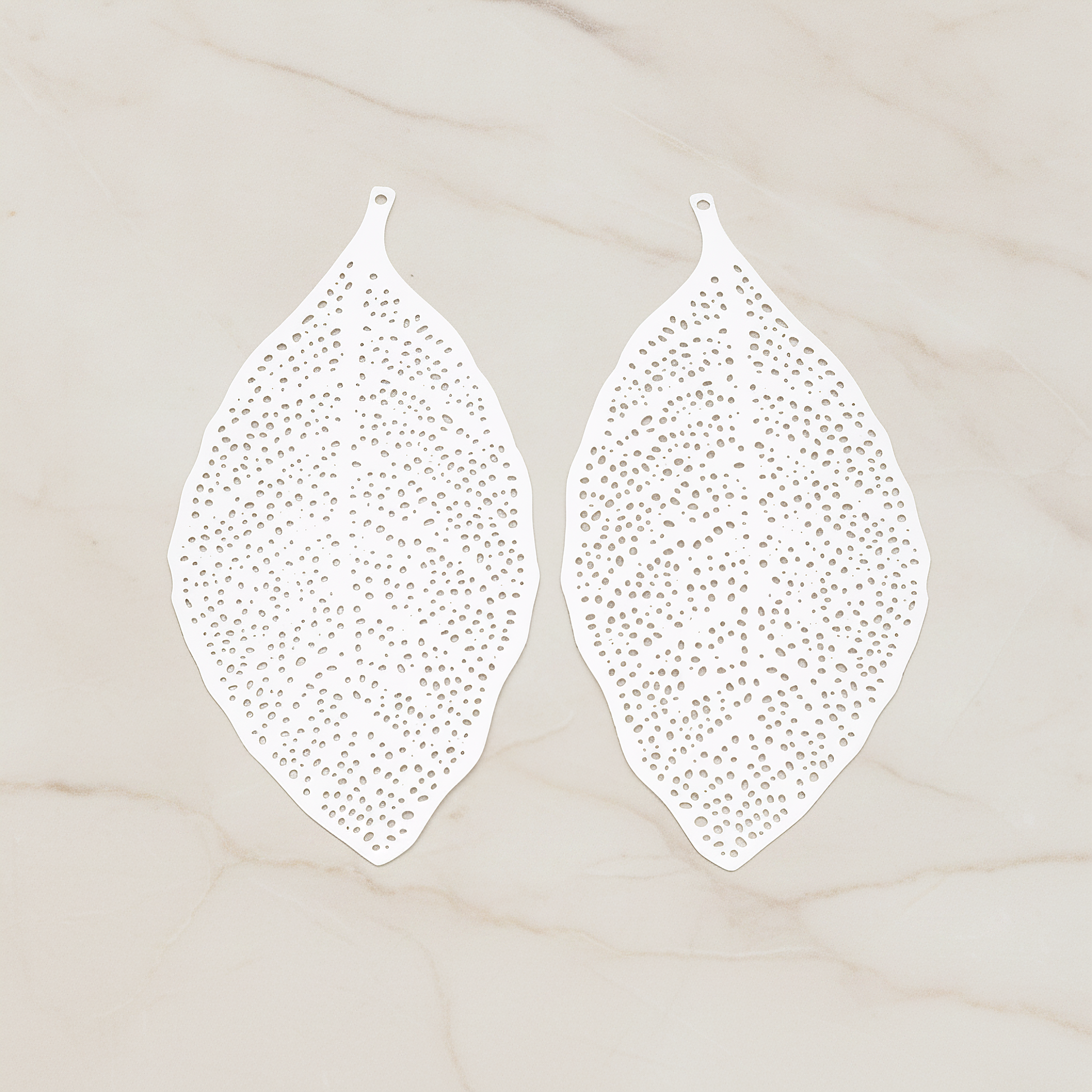 LARGE Filigree Leaf Pendant, 2 Pc on warm marble background (PD.216-02)