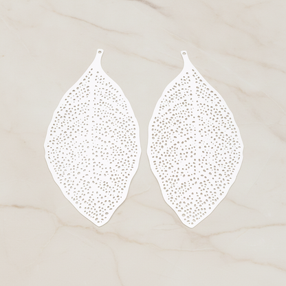 LARGE Filigree Leaf Pendant, 2 Pc on warm marble background (PD.216-02)