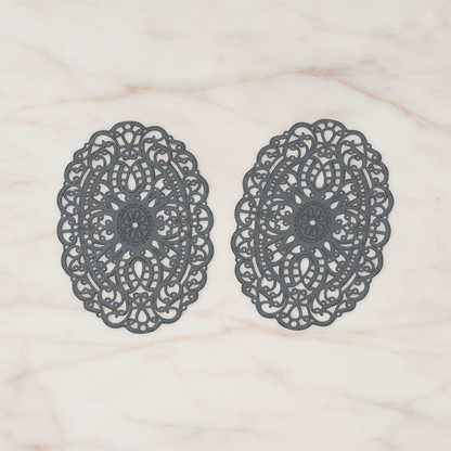 Vintage Gothic Filigree Oval Finding Pendant, 2 Pc on warm marble background (PD.223)