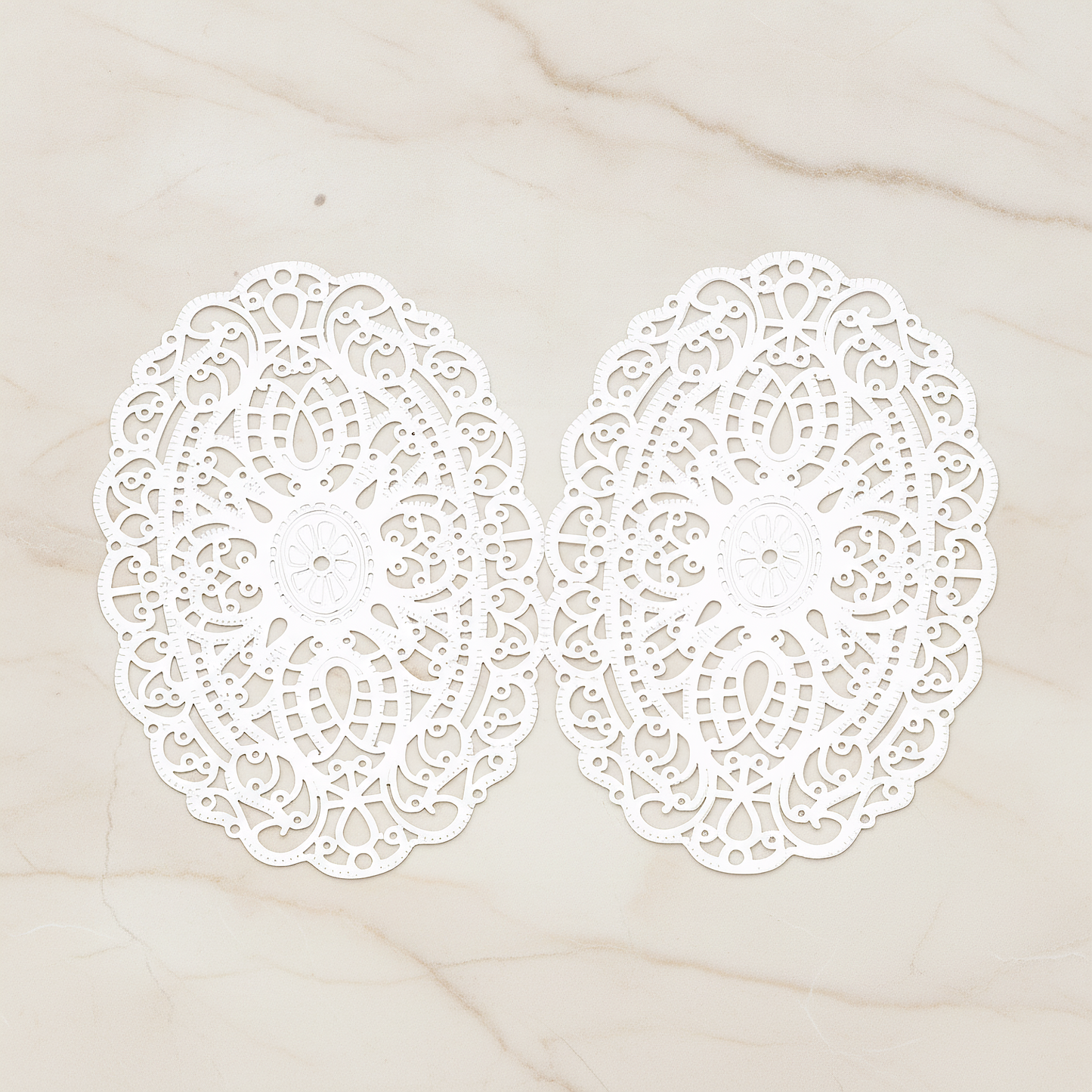 Vintage Gothic Filigree Oval Finding Pendant, 2 Pc on warm marble background (PD.223)