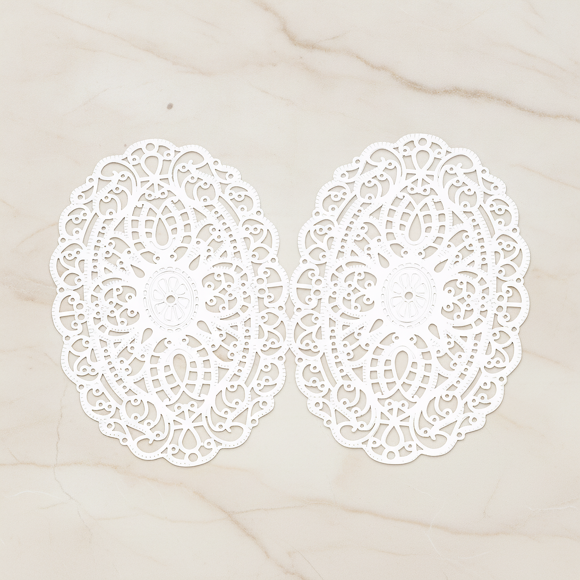 Vintage Gothic Filigree Oval Finding Pendant, 2 Pc on warm marble background (PD.223)