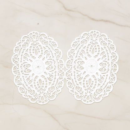 Vintage Gothic Filigree Oval Finding Pendant, 2 Pc on warm marble background (PD.223)